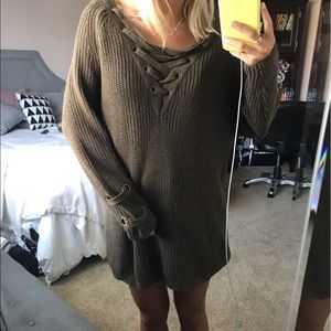 Brown sweater dress